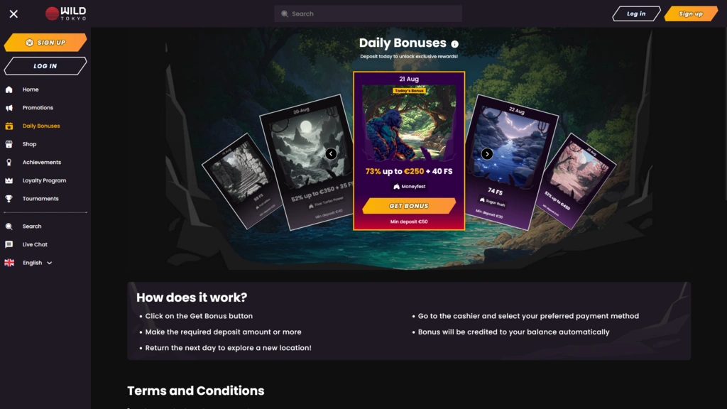 Wild Tokyo - Daily Bonuses